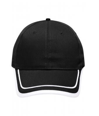 Unisex 6 Panel Piping Cap Black/white 7734