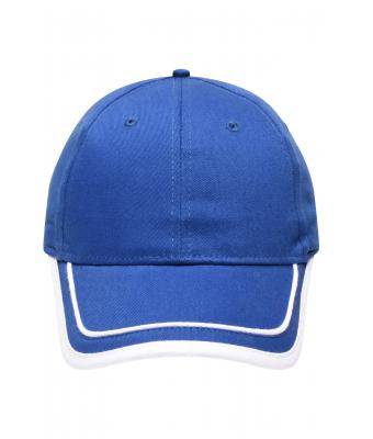 Unisex 6 Panel Piping Cap Royal/white 7734