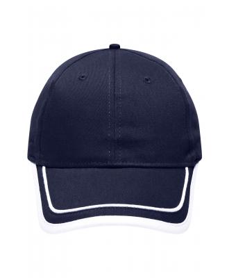 Unisex 6 Panel Piping Cap Navy/wit 7734