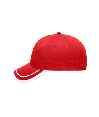 Unisex 6 Panel Piping Cap Rood/wit 7734