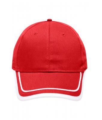 Unisex 6 Panel Piping Cap Rood/wit 7734