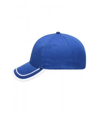 Unisex 6 Panel Piping Cap Royal/wit 7734