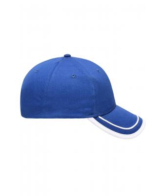 Unisex 6 Panel Piping Cap Royal/wit 7734
