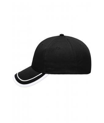 Unisexe Casquette 6 panneaux 100 % coton brossé Noir/blanc 7734
