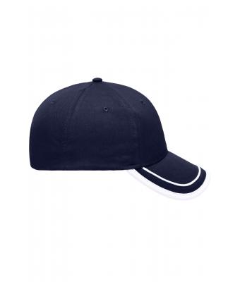 Unisexe Casquette 6 panneaux 100 % coton brossé Marine/blanc 7734
