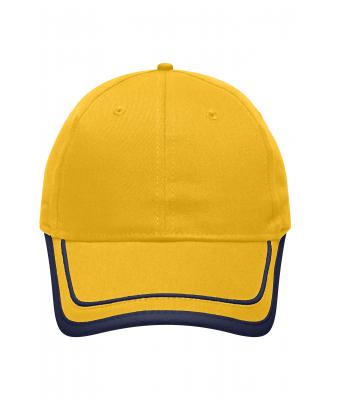 Unisexe Casquette 6 panneaux 100 % coton brossé Jaune-d'or/marine 7734