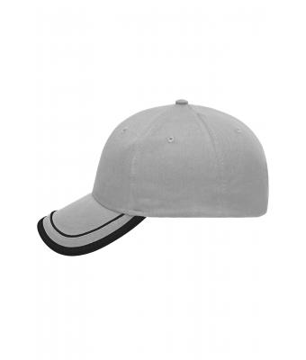 Unisexe Casquette 6 panneaux 100 % coton brossé Gris/noir 7734