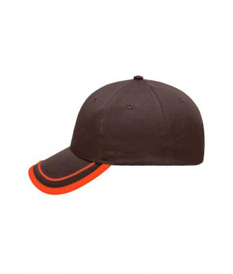 Unisexe Casquette 6 panneaux 100 % coton brossé Marron/orange 7734
