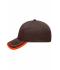 Unisexe Casquette 6 panneaux 100 % coton brossé Marron/orange 7734