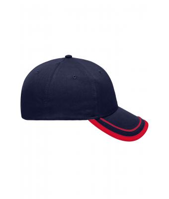 Unisexe Casquette 6 panneaux 100 % coton brossé Marine/rouge 7734