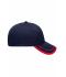 Unisexe Casquette 6 panneaux 100 % coton brossé Marine/rouge 7734