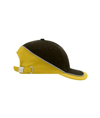 Unisex 6 Panel Turbo Piping Cap Black/gold-yellow/lightgrey 7739