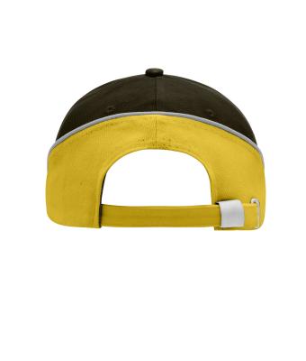 Unisex 6 Panel Turbo Piping Cap Black/gold-yellow/light-grey 7739
