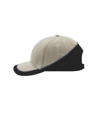 Unisex 6 Panel Turbo Piping Cap Beige/zwart/donkergrijs 7739