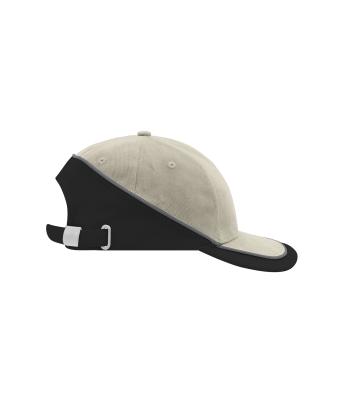 Unisex 6 Panel Turbo Piping Cap Beige/zwart/donkergrijs 7739