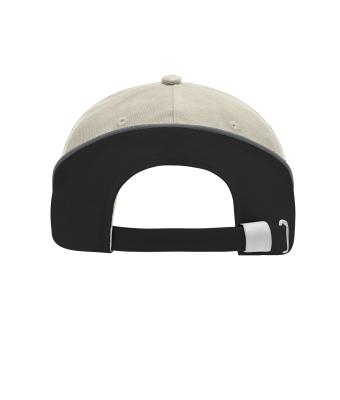 Unisex 6 Panel Turbo Piping Cap Beige/zwart/donkergrijs 7739