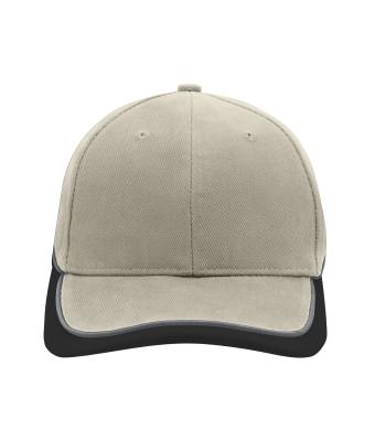 Unisex 6 Panel Turbo Piping Cap Beige/zwart/donkergrijs 7739
