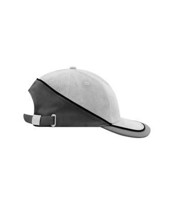 Unisex 6 Panel Turbo Piping Cap Lichtgrijs/donkergrijs/zwart 7739