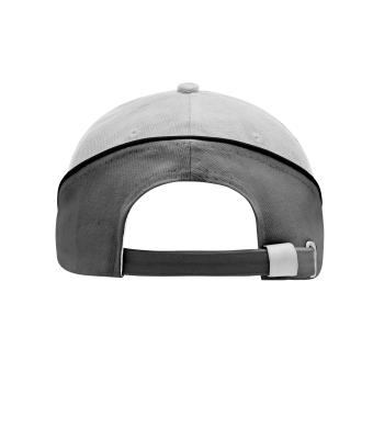 Unisex 6 Panel Turbo Piping Cap Lichtgrijs/donkergrijs/zwart 7739