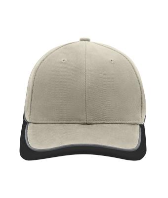 Unisexe Casquette 6 panneaux avec inserts et passepoil Beige/noir/gris foncé 7739