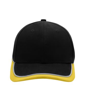 Unisexe Casquette 6 panneaux avec inserts et passepoil Noir/jaune-d'or/gris-clair 7739