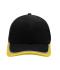 Unisexe Casquette 6 panneaux avec inserts et passepoil Noir/jaune-d'or/gris-clair 7739