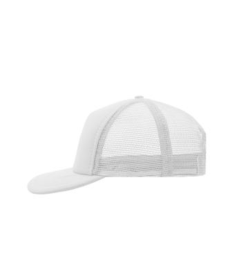Unisex 5 Panel Flat Peak Cap White 7741