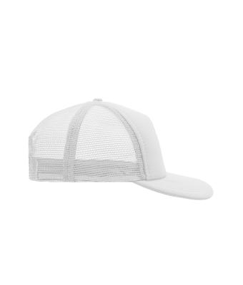 Unisex 5 Panel Flat Peak Cap White 7741