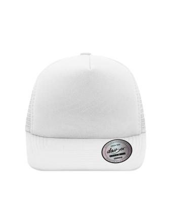 Unisex 5 Panel Flat Peak Cap White 7741