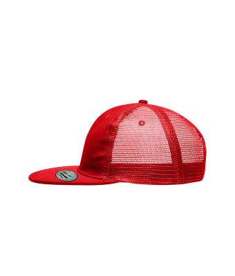 Unisex 6 Panel Flat Peak Cap Red 7742