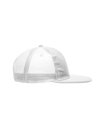 Unisex 6 Panel Flat Peak Cap White 7742