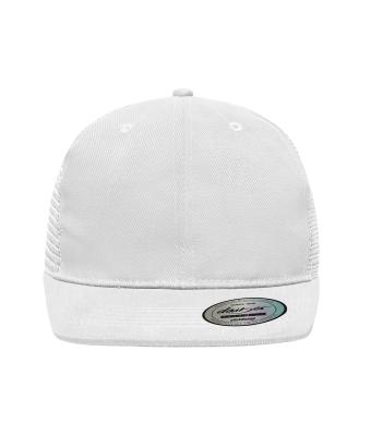 Unisex 6 Panel Flat Peak Cap White 7742