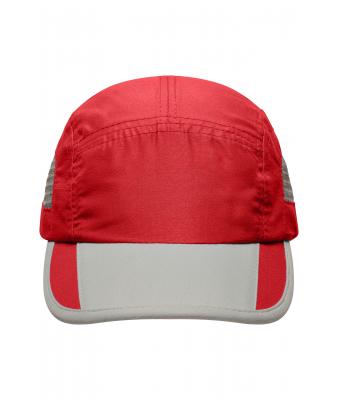 Unisex 5 Panel Sportive Cap Red/light-grey 7755