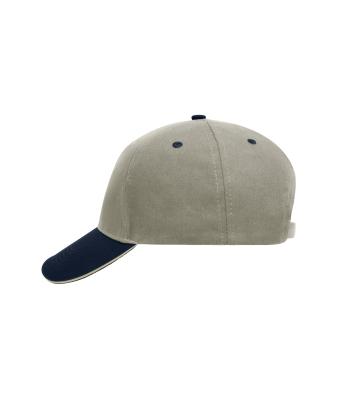 Unisex 5 Panel Sandwich Cap Beige/navy/beige 7759