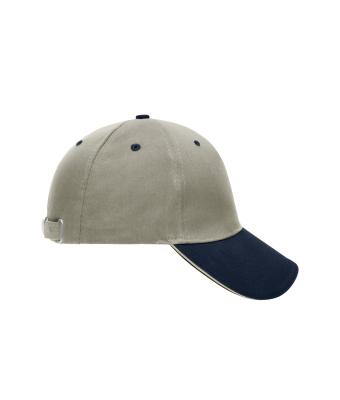 Unisex 5 Panel Sandwich Cap Beige/navy/beige 7759
