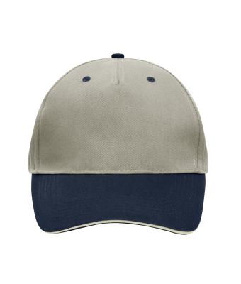 Unisex 5 Panel Sandwich Cap Beige/navy/beige 7759