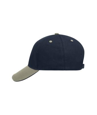 Unisex 5 Panel Sandwich Cap Navy/beige/navy 7759