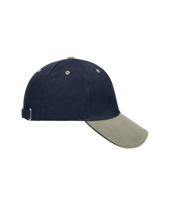Unisex 5 Panel Sandwich Cap Navy/beige/navy 7759