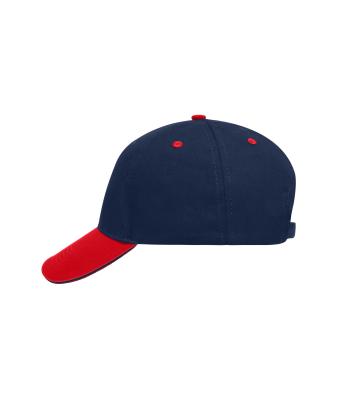 Unisex 5 Panel Sandwich Cap Navy/rood/navy 7759