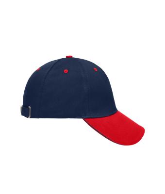 Unisex 5 Panel Sandwich Cap Navy/rood/navy 7759