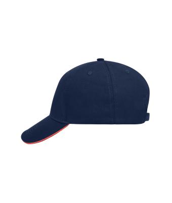 Unisex 5 Panel Sandwich Cap Navy/rood 7759