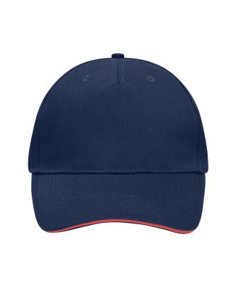 Unisex 5 Panel Sandwich Cap Navy/rood 7759