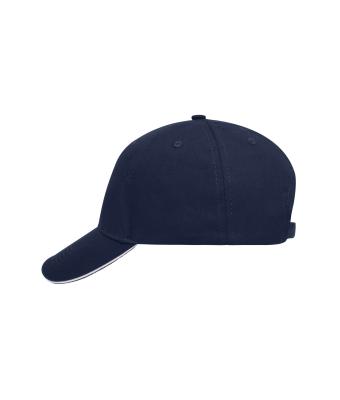 Unisex 5 Panel Sandwich Cap Navy/wit 7759