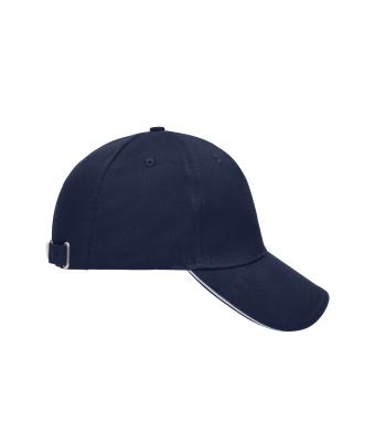 Unisex 5 Panel Sandwich Cap Navy/wit 7759