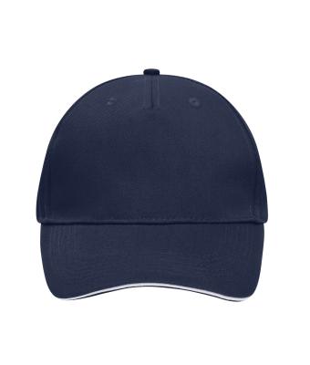 Unisex 5 Panel Sandwich Cap Navy/wit 7759