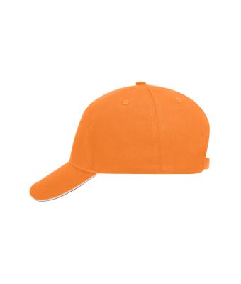 Unisex 5 Panel Sandwich Cap Oranje/wit 7759