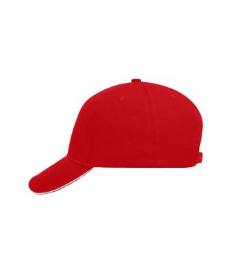 Unisex 5 Panel Sandwich Cap Rood/wit 7759