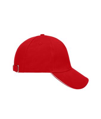 Unisex 5 Panel Sandwich Cap Rood/wit 7759