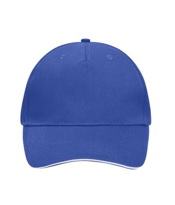 Unisex 5 Panel Sandwich Cap Royal/wit 7759