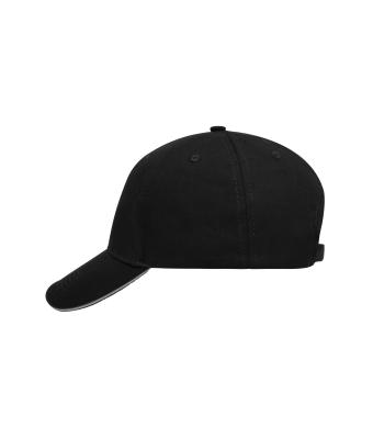 Unisex 5 Panel Sandwich Cap Zwart/lichtgrijs 7759